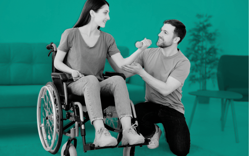 Woman in a wheelchair engaging in workplace inclusivity training
