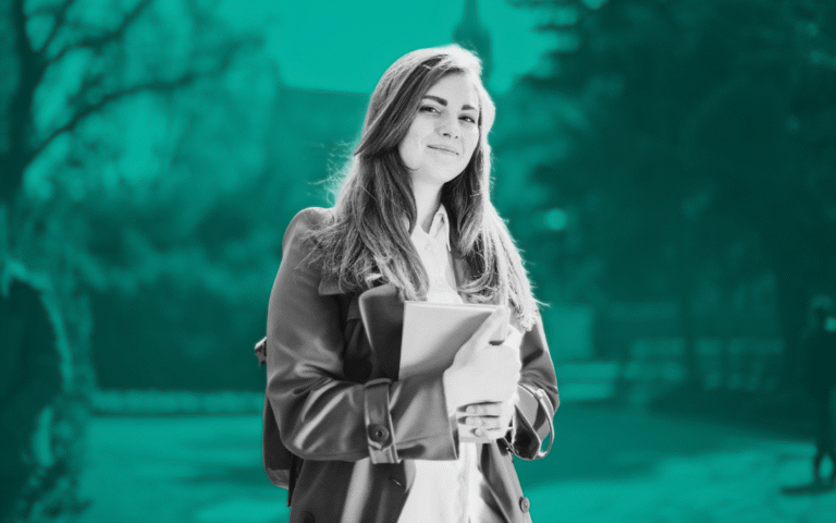 A happy learner after receiving personalised careers information, advice and guidance, exploring apprenticeship opportunities, funded qualifications and professional development pathways with support from Educationwise to make informed career decisions and achieve long-term career goals.