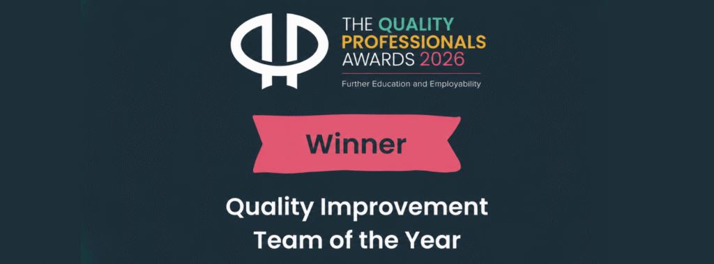 Quality Team of the Year award presented to Educationwise at the Quality Professionals Awards 2026, recognising excellence in quality improvement, quality assurance and continuous improvement across independent training and adult learning.